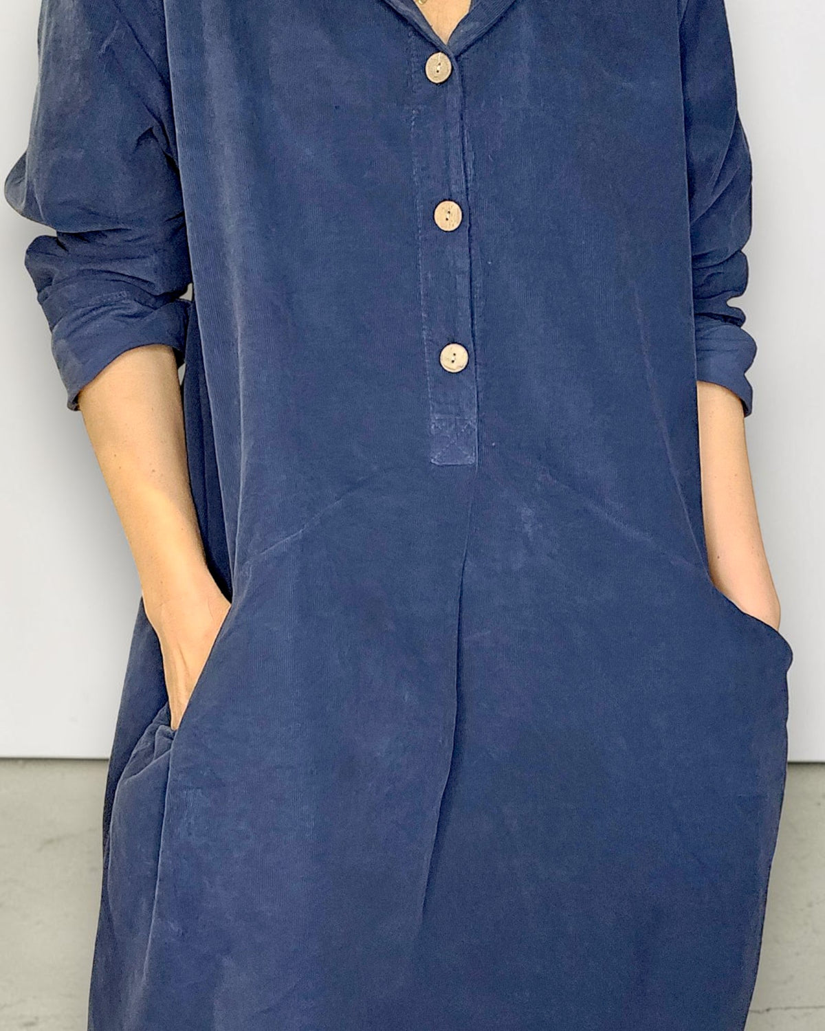 Navy Corduroy Shirt Dress