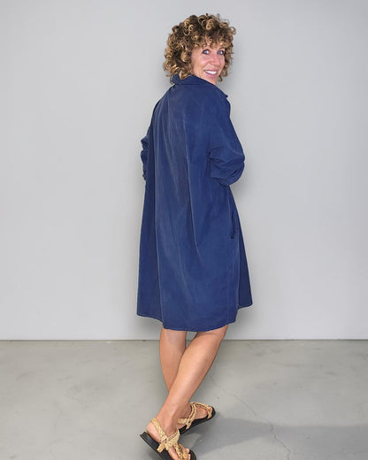 Navy Corduroy Shirt Dress