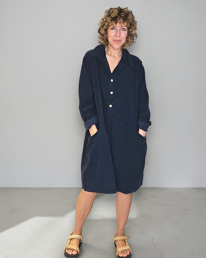 Black Corduroy Shirt Dress