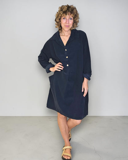 Black Corduroy Shirt Dress