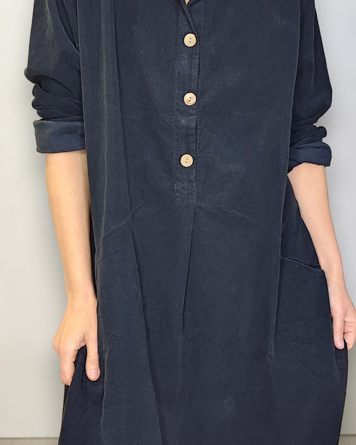 Black Corduroy Shirt Dress