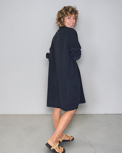Black Corduroy Shirt Dress