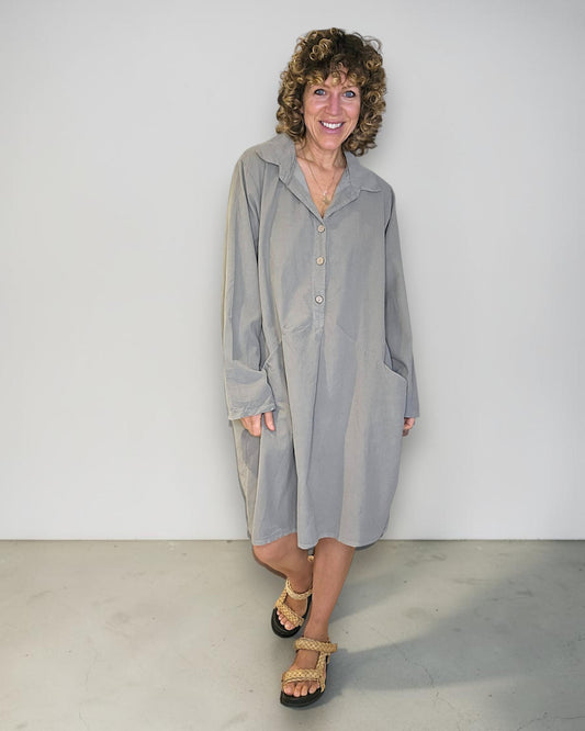 Mocha Corduroy Shirt Dress