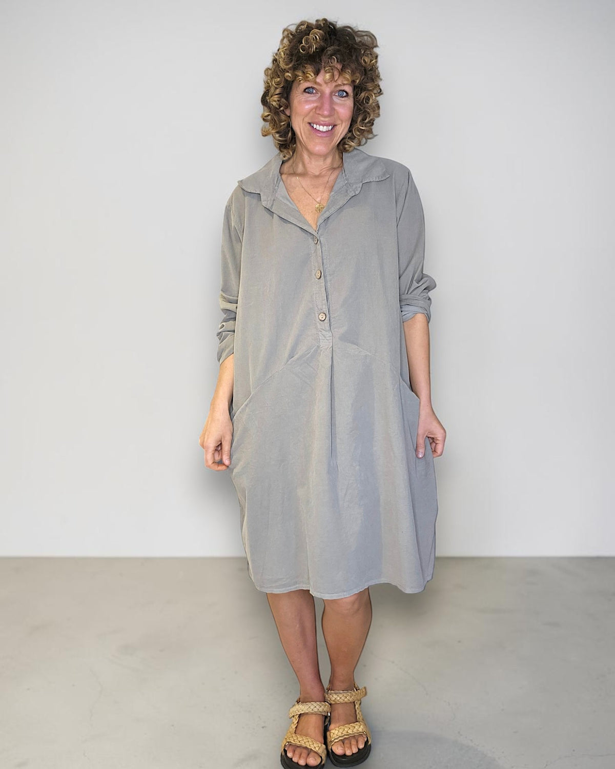Mocha Corduroy Shirt Dress