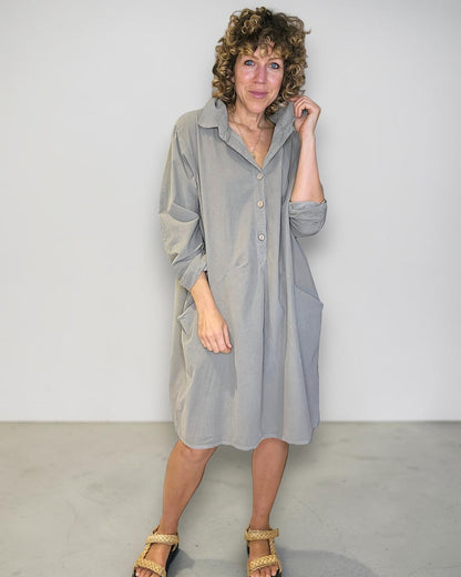 Mocha Corduroy Shirt Dress
