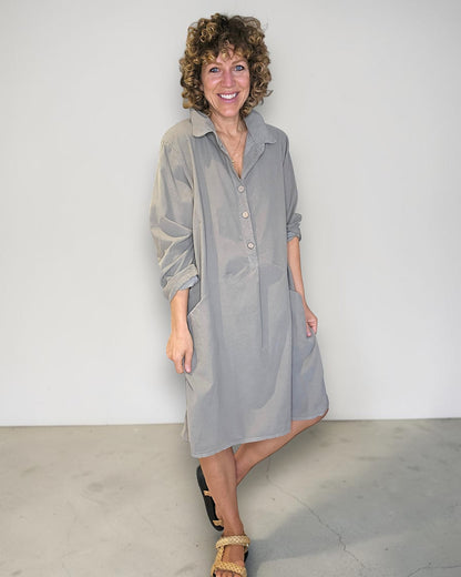 Mocha Corduroy Shirt Dress