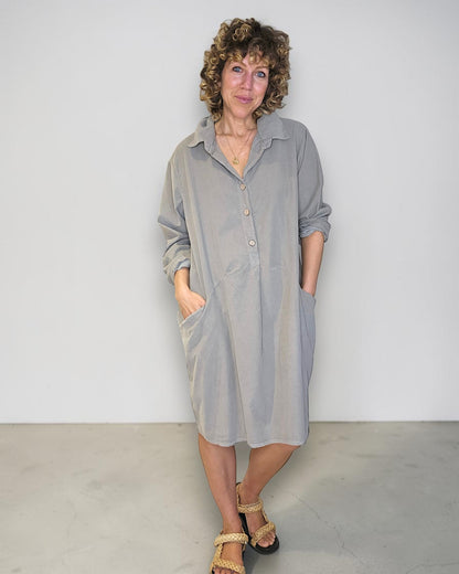 Mocha Corduroy Shirt Dress