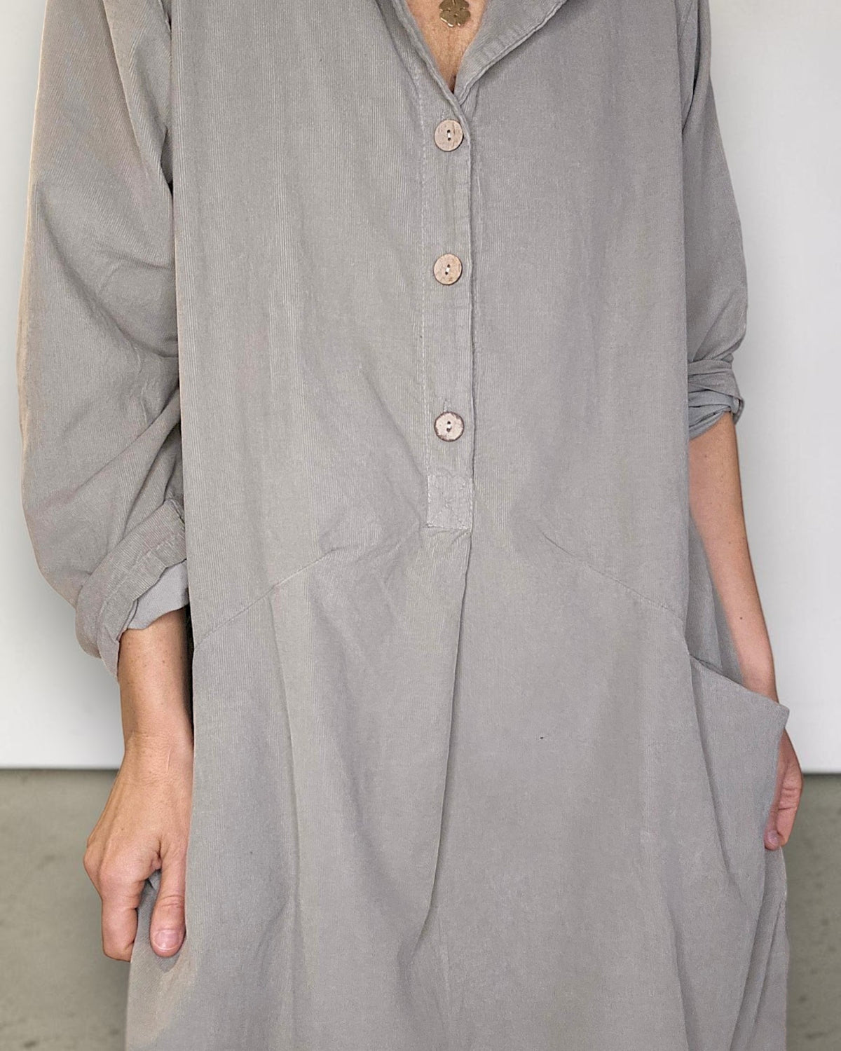 Mocha Corduroy Shirt Dress