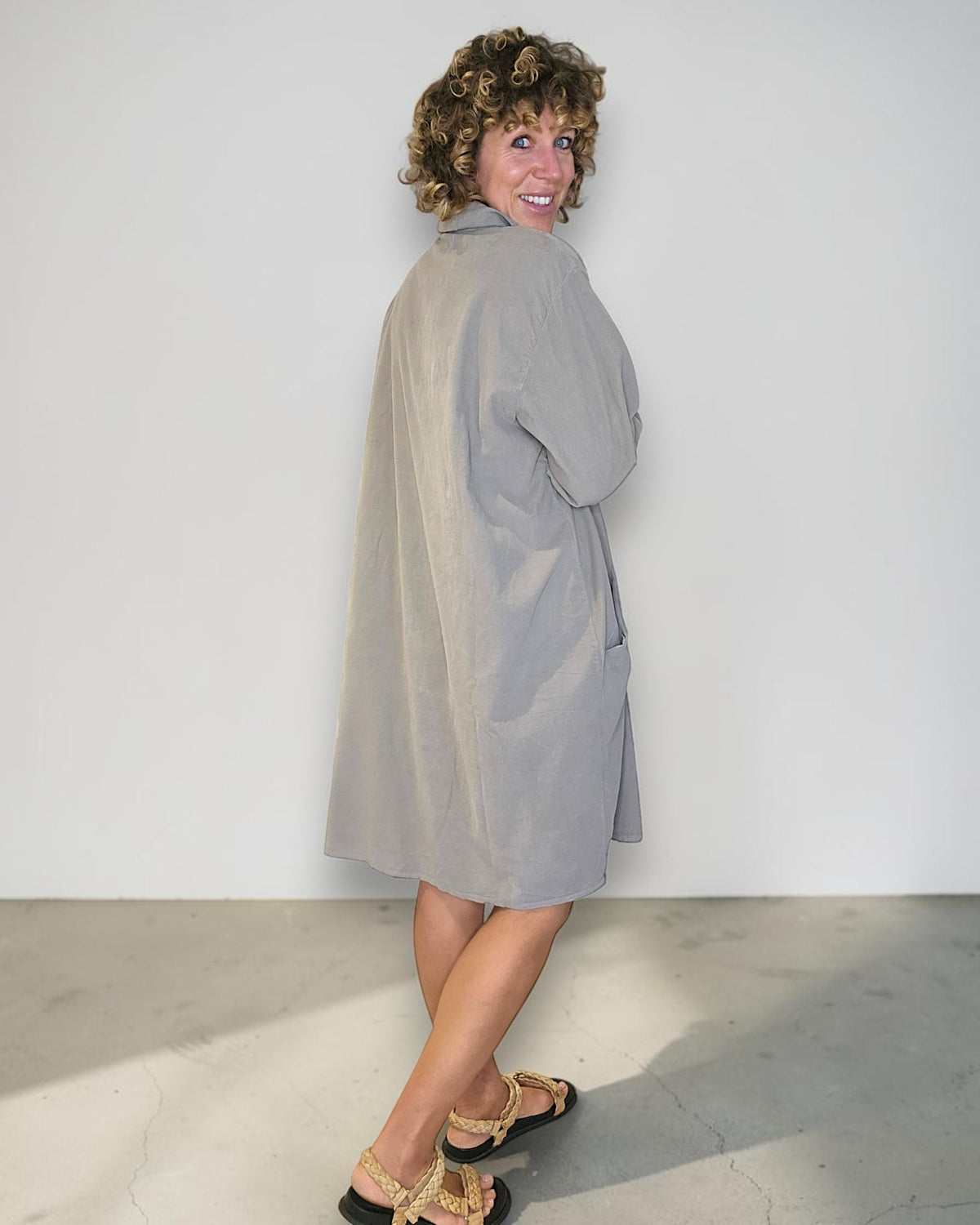 Mocha Corduroy Shirt Dress