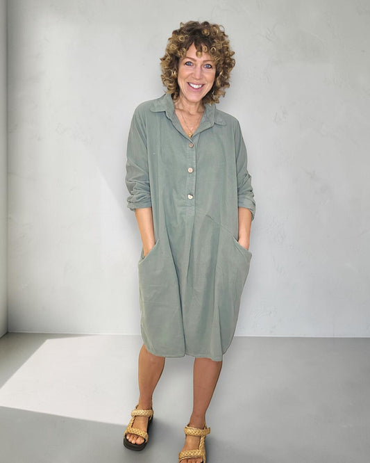 Forest Corduroy Shirt Dress