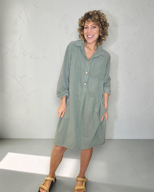 Forest Corduroy Shirt Dress