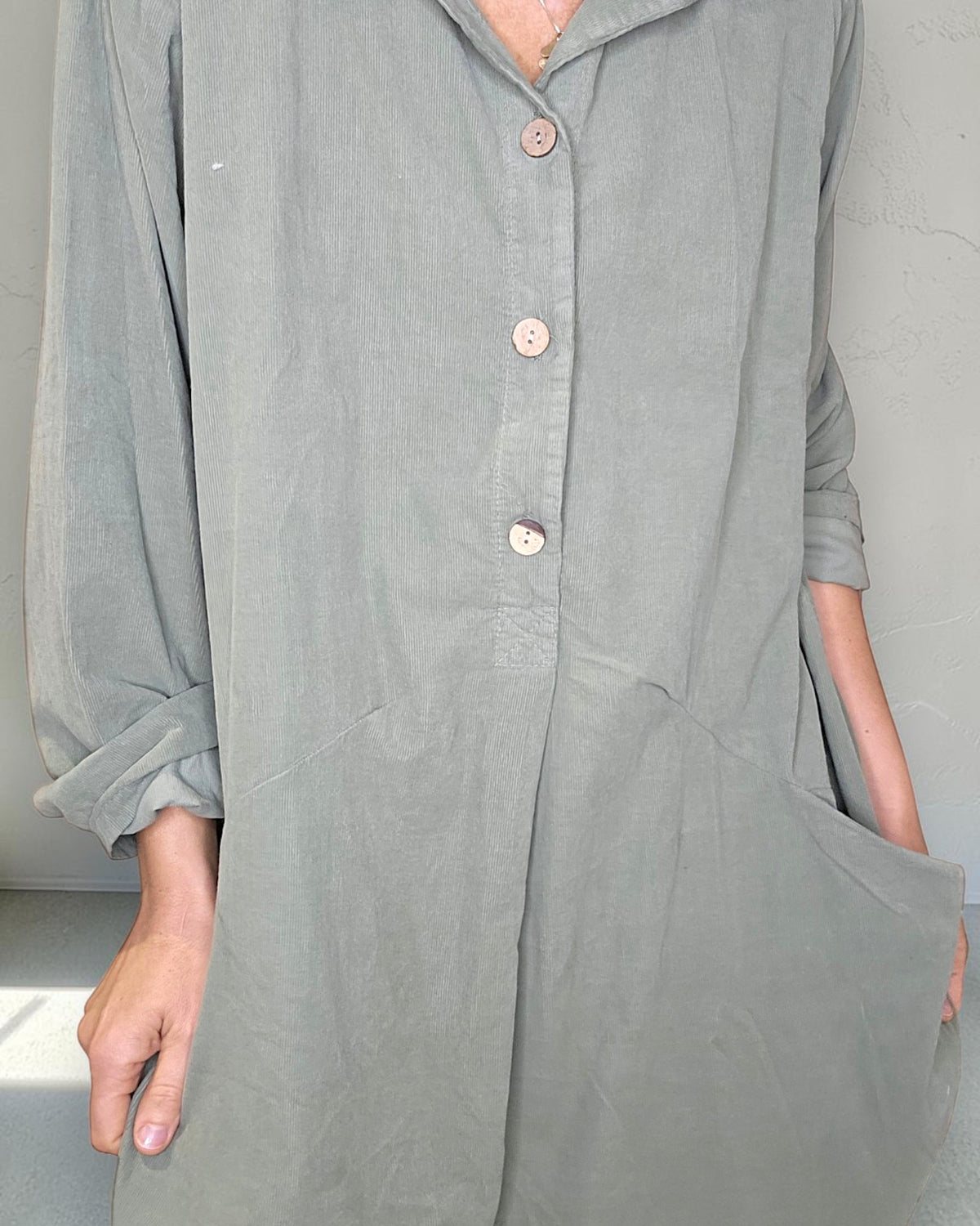 Forest Corduroy Shirt Dress