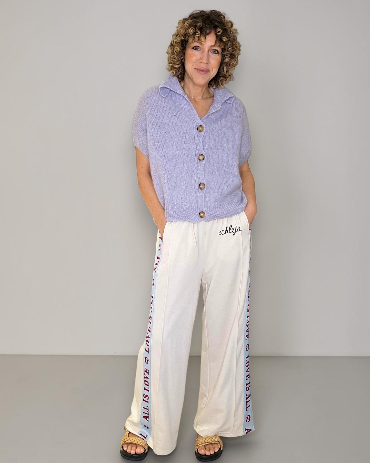 Lavender Collar Mohair Blend Vest