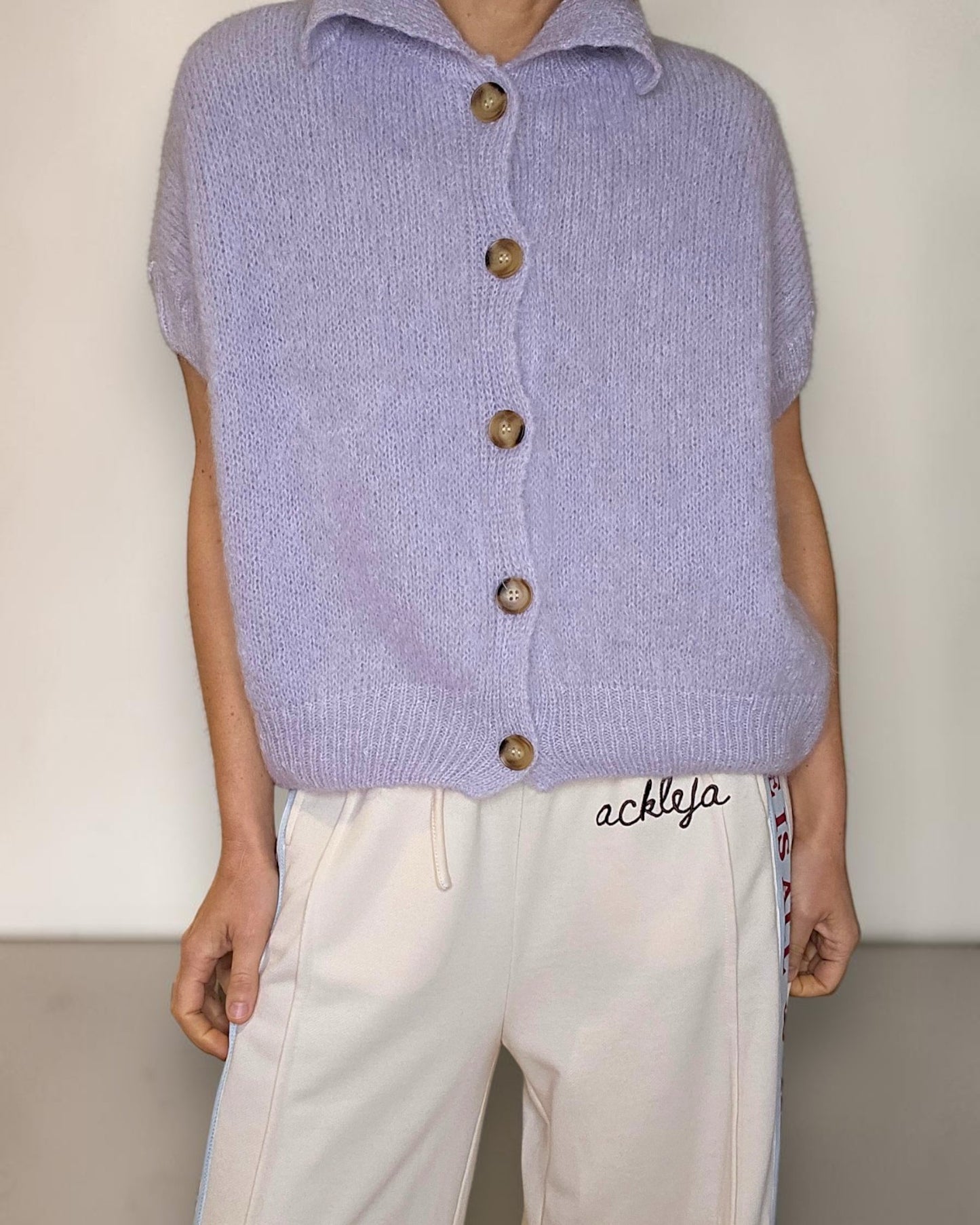 Lavender Collar Mohair Blend Vest