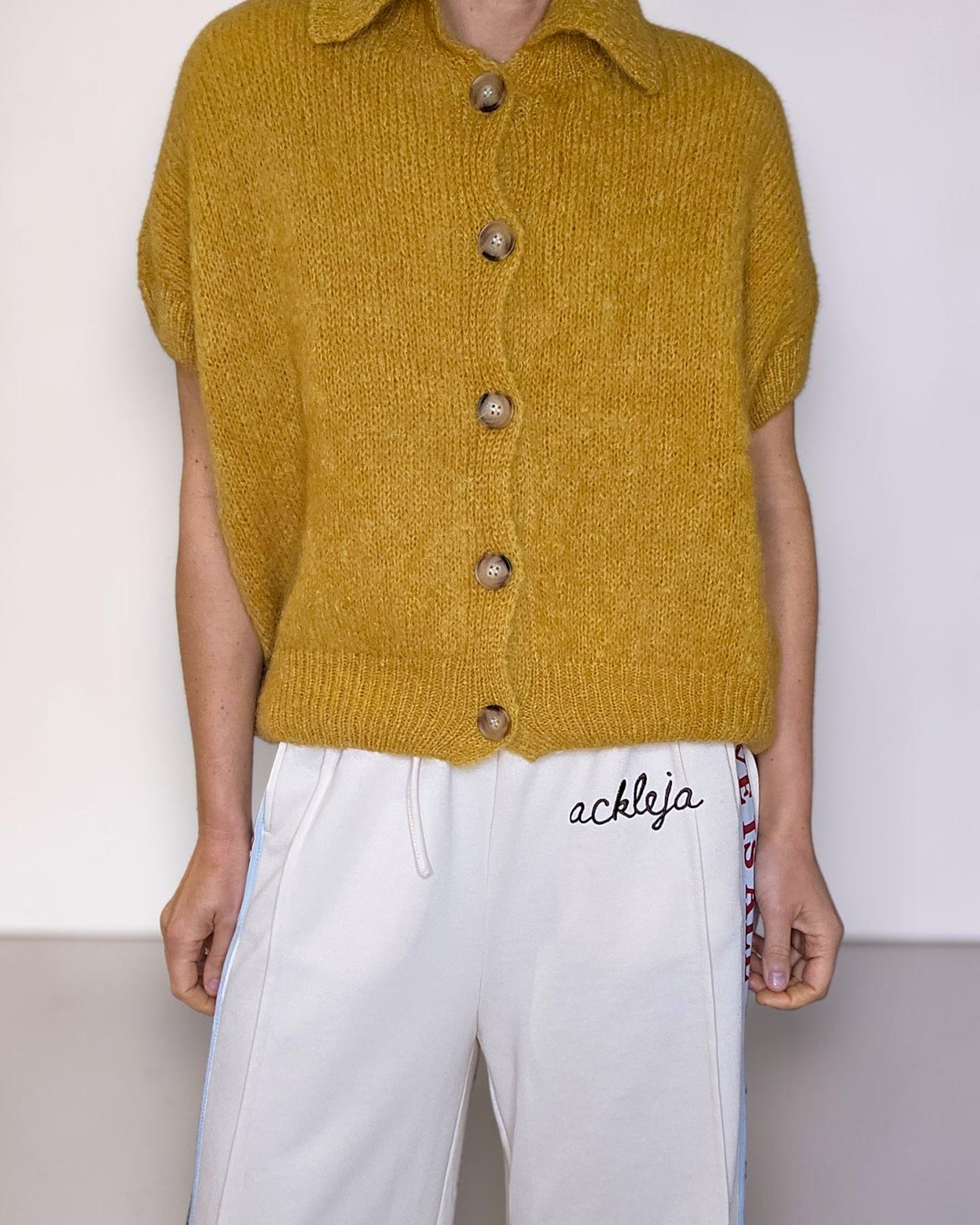 Mustard Collar Mohair Blend Vest