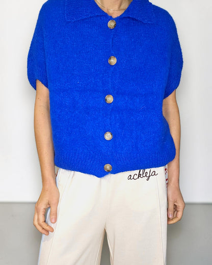 Cobalt Collar Mohair Blend Vest