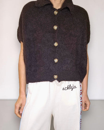 Drk Coffee Collar Mohair Blend Vest