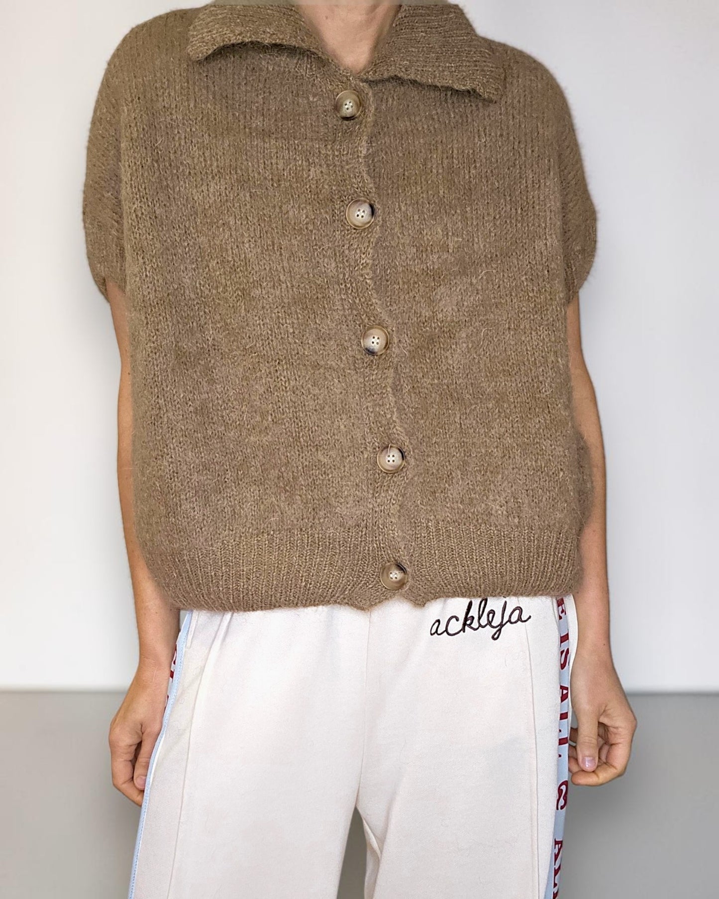 Cappuccino Collar Mohair Blend Vest