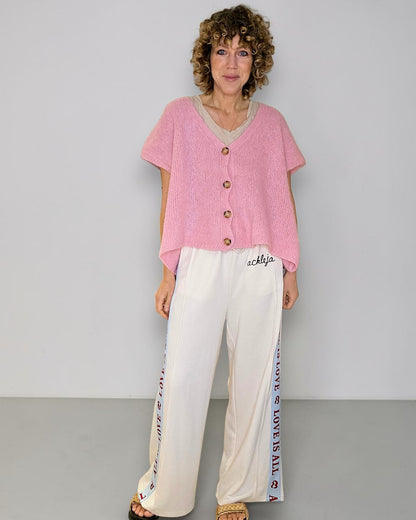 Bubbelgum Pink Mohair Blend V-Neck Vest