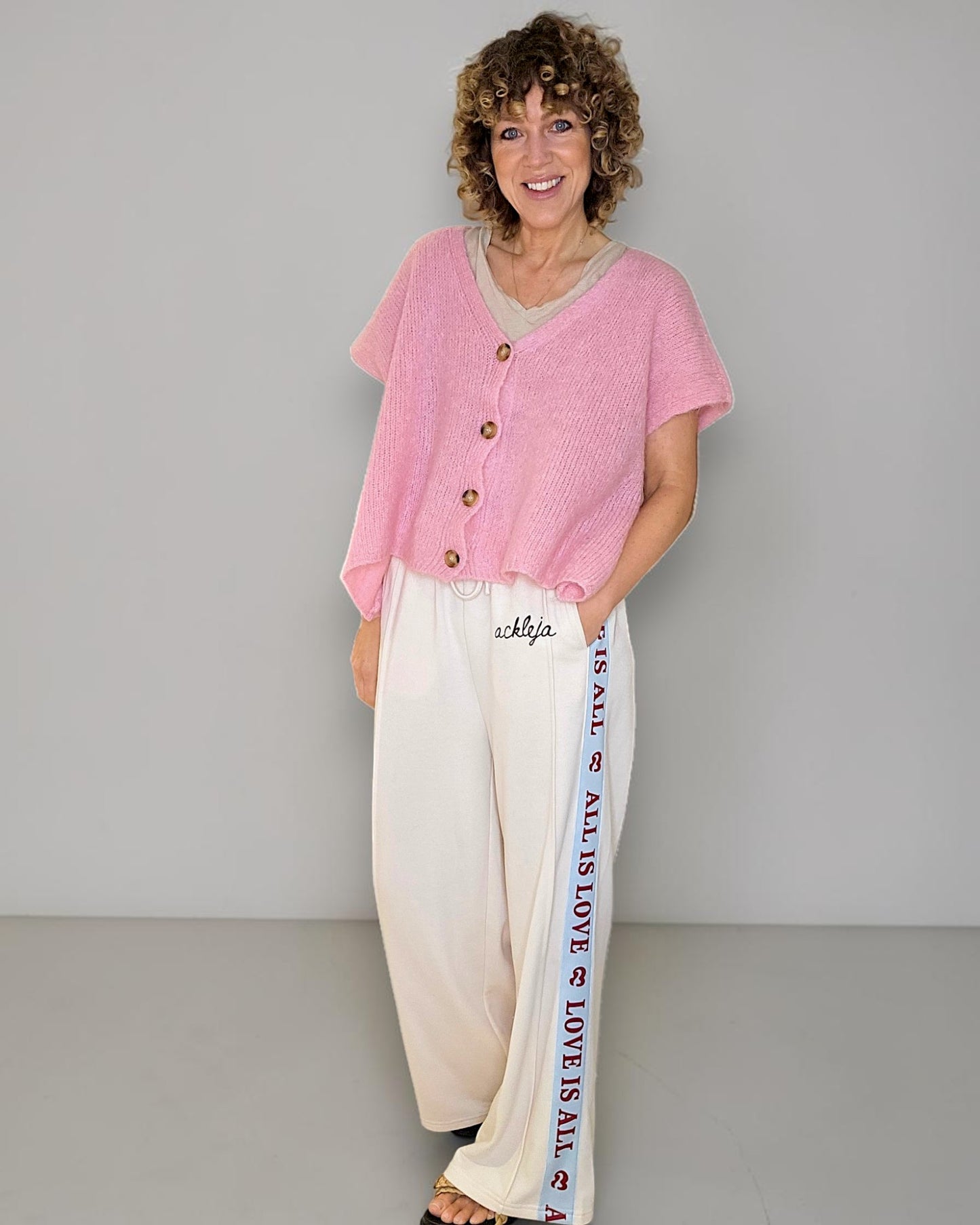 Bubbelgum Pink Mohair Blend V-Neck Vest