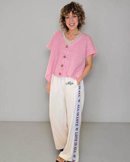 Bubbelgum Pink Mohair Blend V-Neck Vest