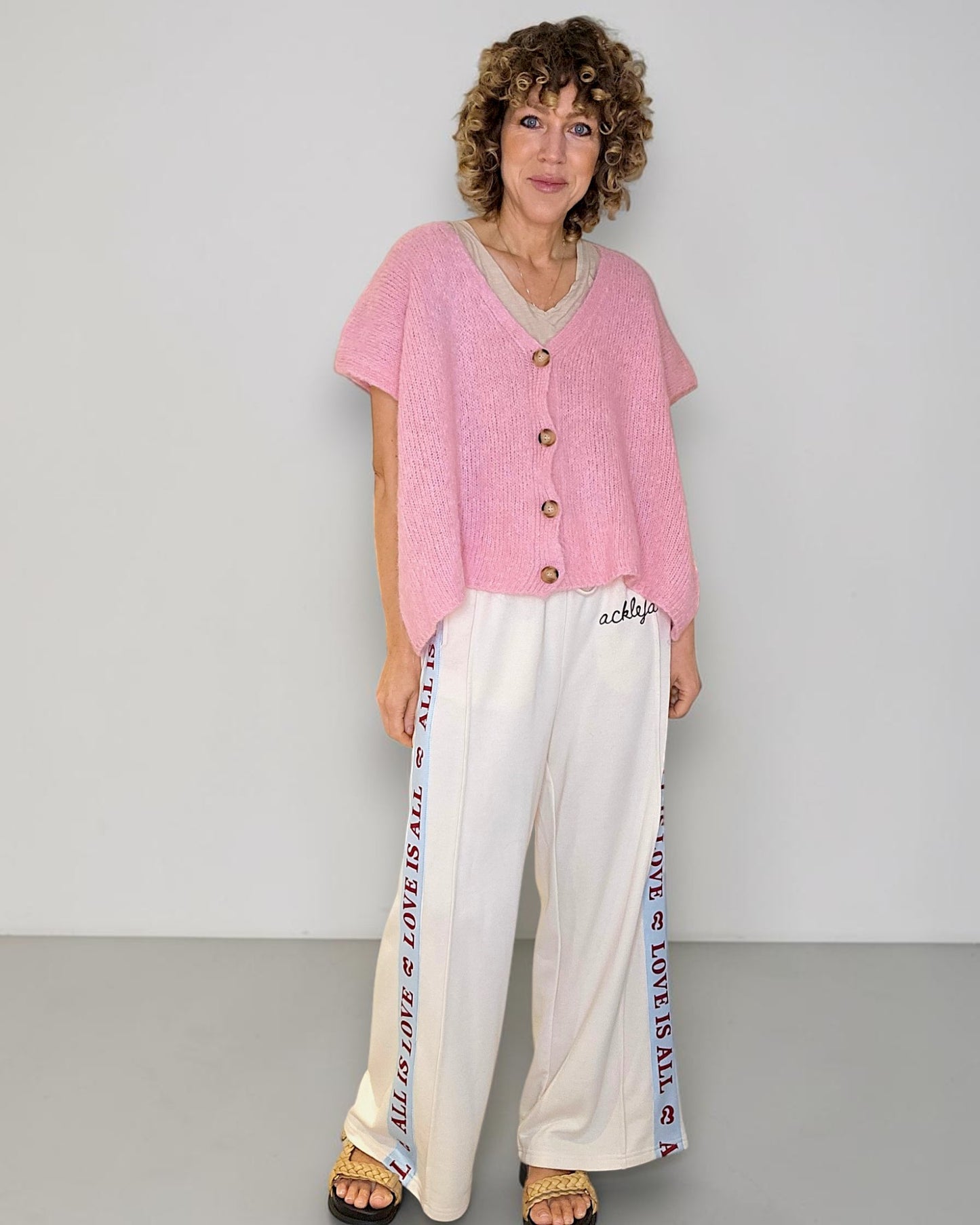 Bubbelgum Pink Mohair Blend V-Neck Vest