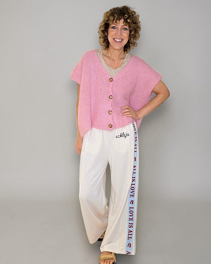 Bubbelgum Pink Mohair Blend V-Neck Vest