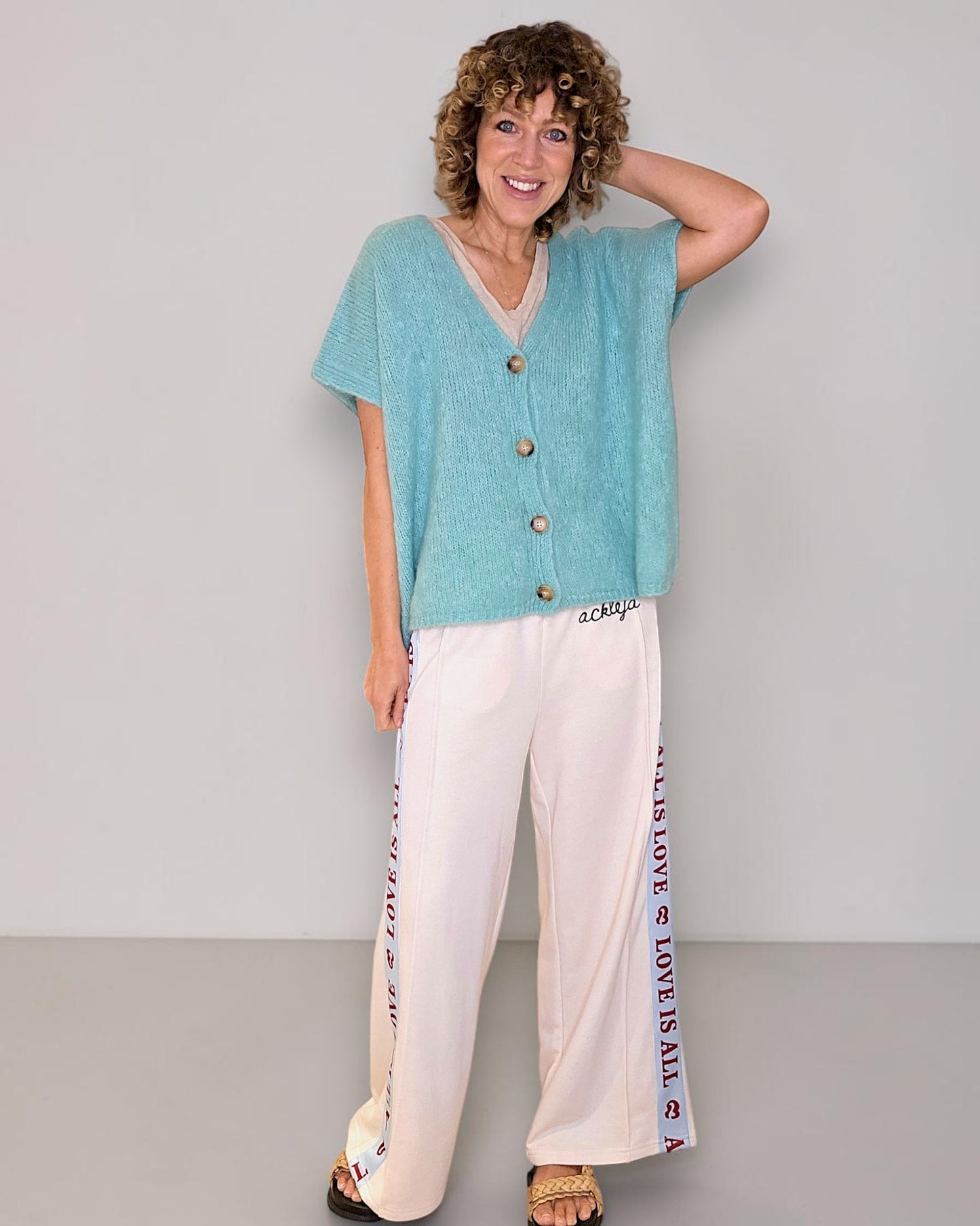 Mint Mohair Blend V-Neck Vest