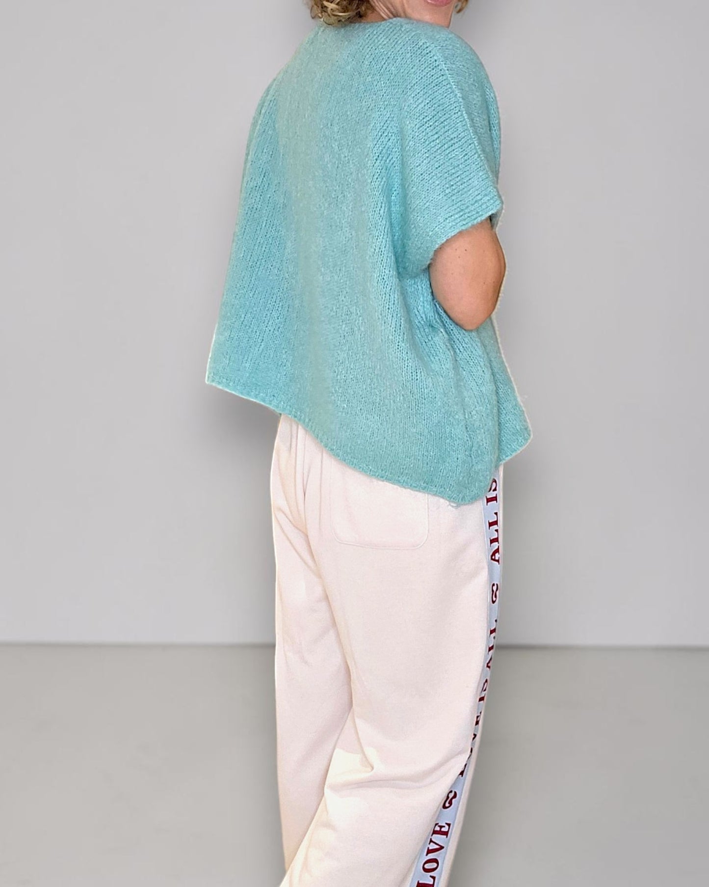 Mint Mohair Blend V-Neck Vest