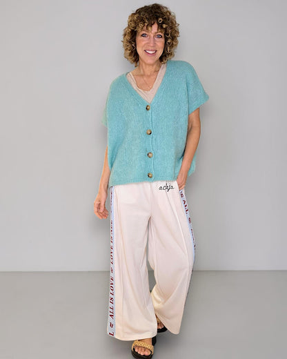 Mint Mohair Blend V-Neck Vest
