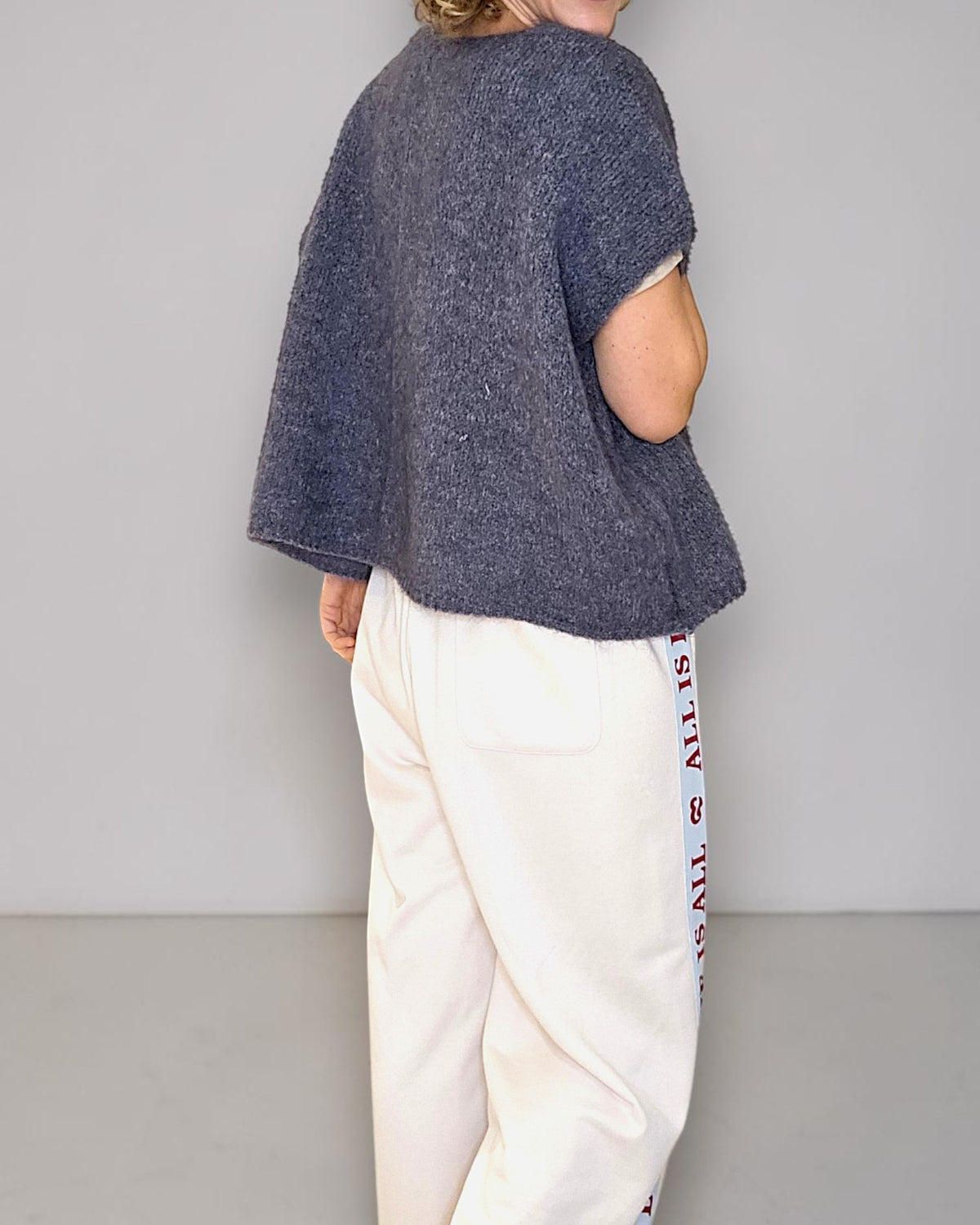 Drk Grey Mohair Blend V-Neck Vest