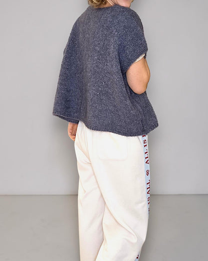 Drk Grey Mohair Blend V-Neck Vest