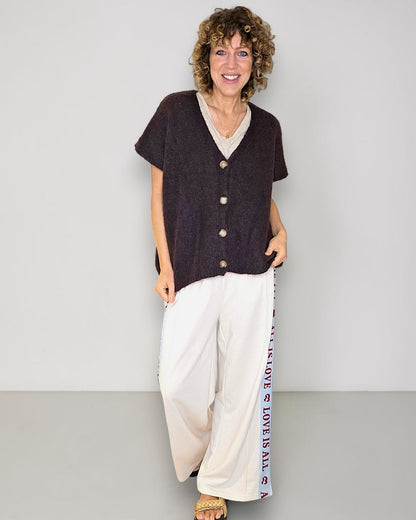 Drk Coffee Mohair Blend V-Neck Vest