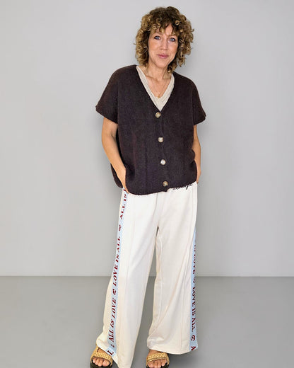 Drk Coffee Mohair Blend V-Neck Vest