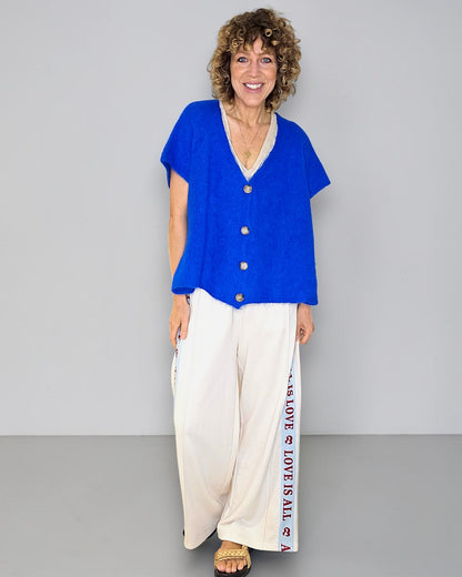Cobalt Mohair Blend V-Neck Vest