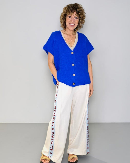 Cobalt Mohair Blend V-Neck Vest
