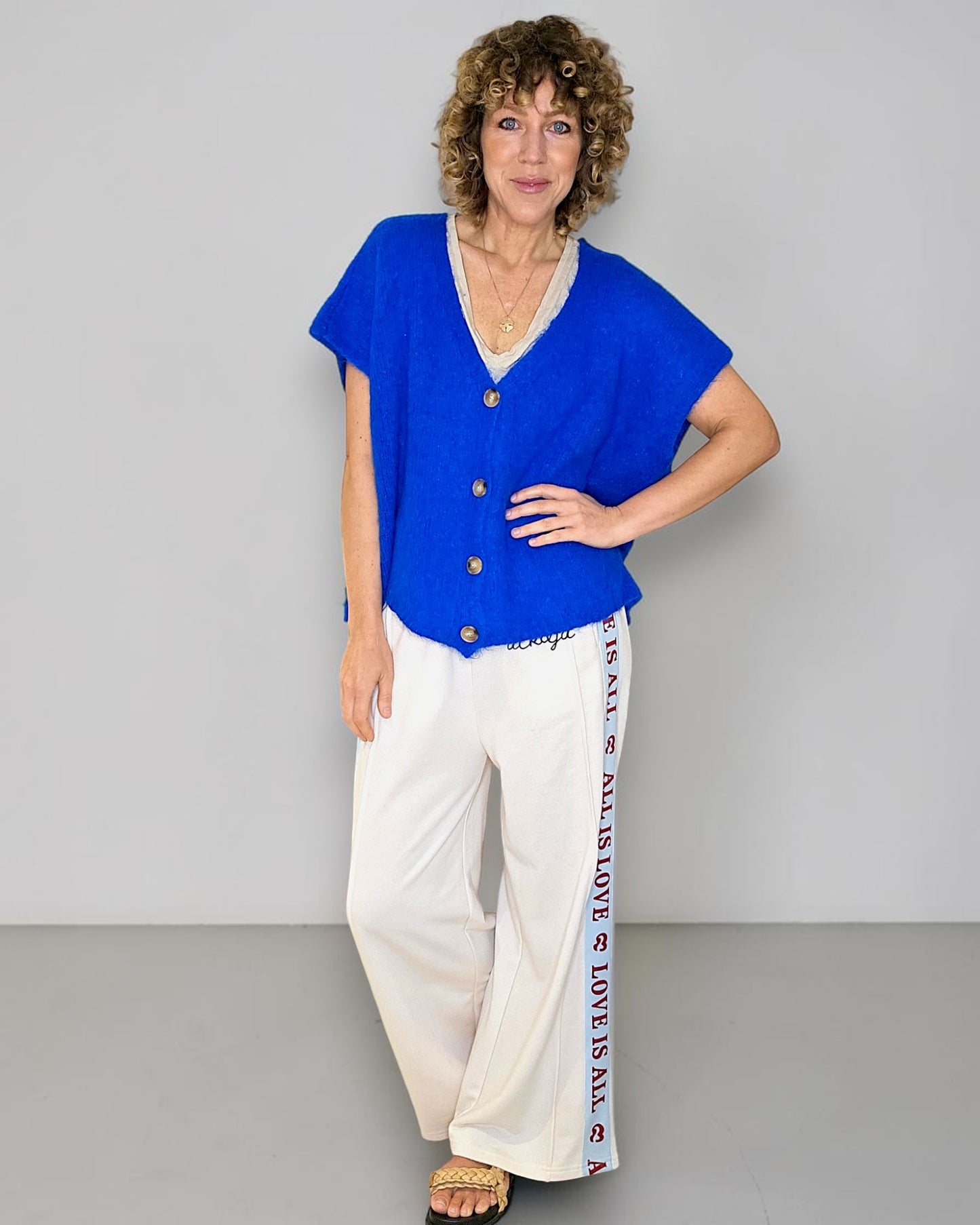 Cobalt Mohair Blend V-Neck Vest
