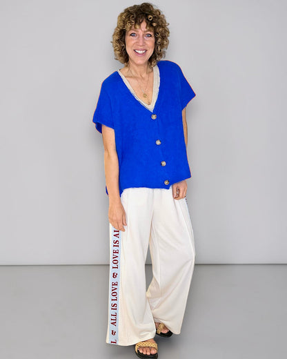 Cobalt Mohair Blend V-Neck Vest