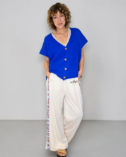 Cobalt Mohair Blend V-Neck Vest