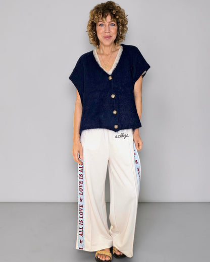 Midnight Navy Mohair Blend V-Neck Vest