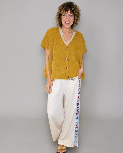 Mustard Mohair Blend V-Neck Vest