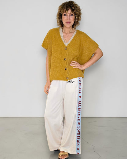 Mustard Mohair Blend V-Neck Vest