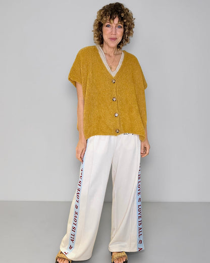 Mustard Mohair Blend V-Neck Vest