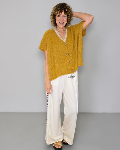 Mustard Mohair Blend V-Neck Vest