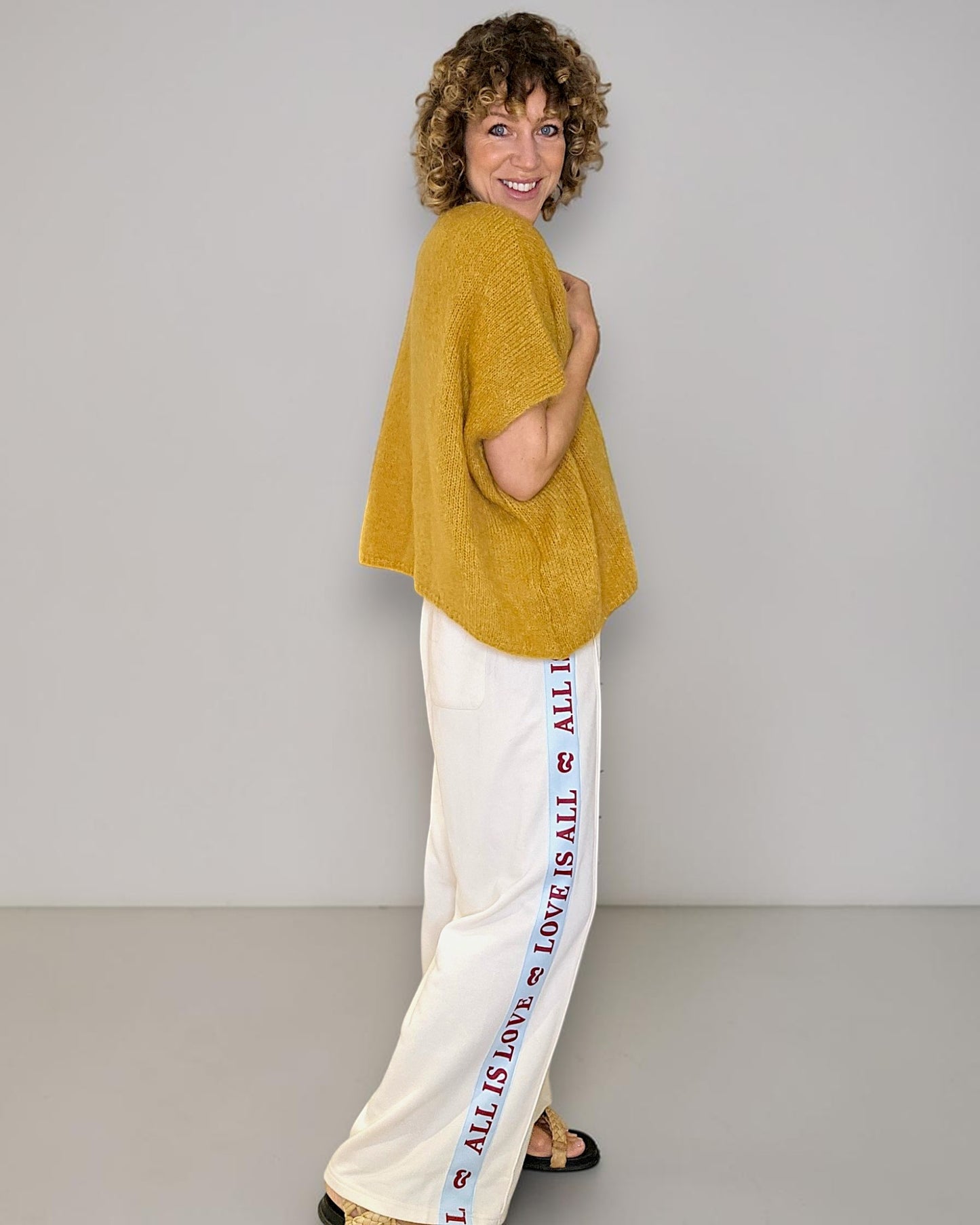 Mustard Mohair Blend V-Neck Vest