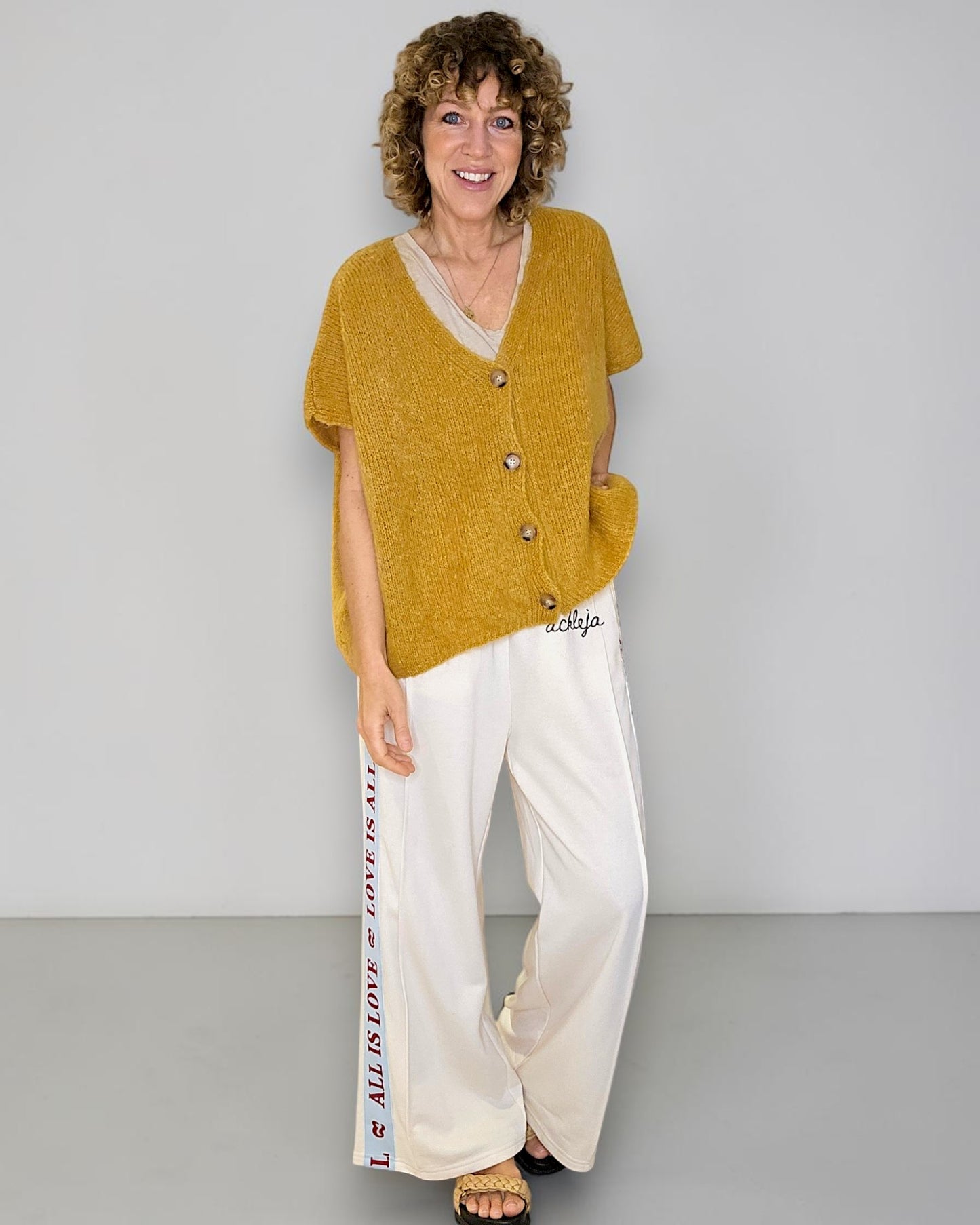 Mustard Mohair Blend V-Neck Vest