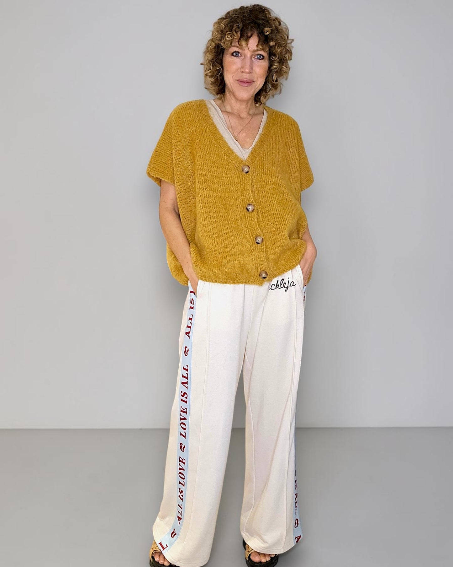 Mustard Mohair Blend V-Neck Vest