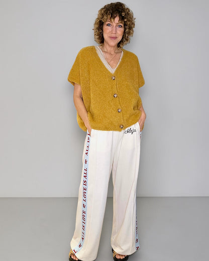 Mustard Mohair Blend V-Neck Vest
