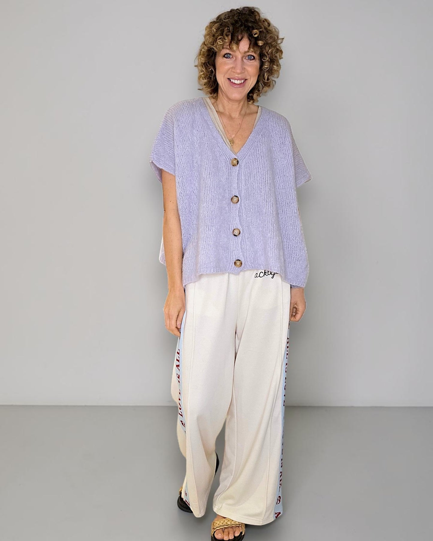 Lavender Mohair Blend V-Neck Vest
