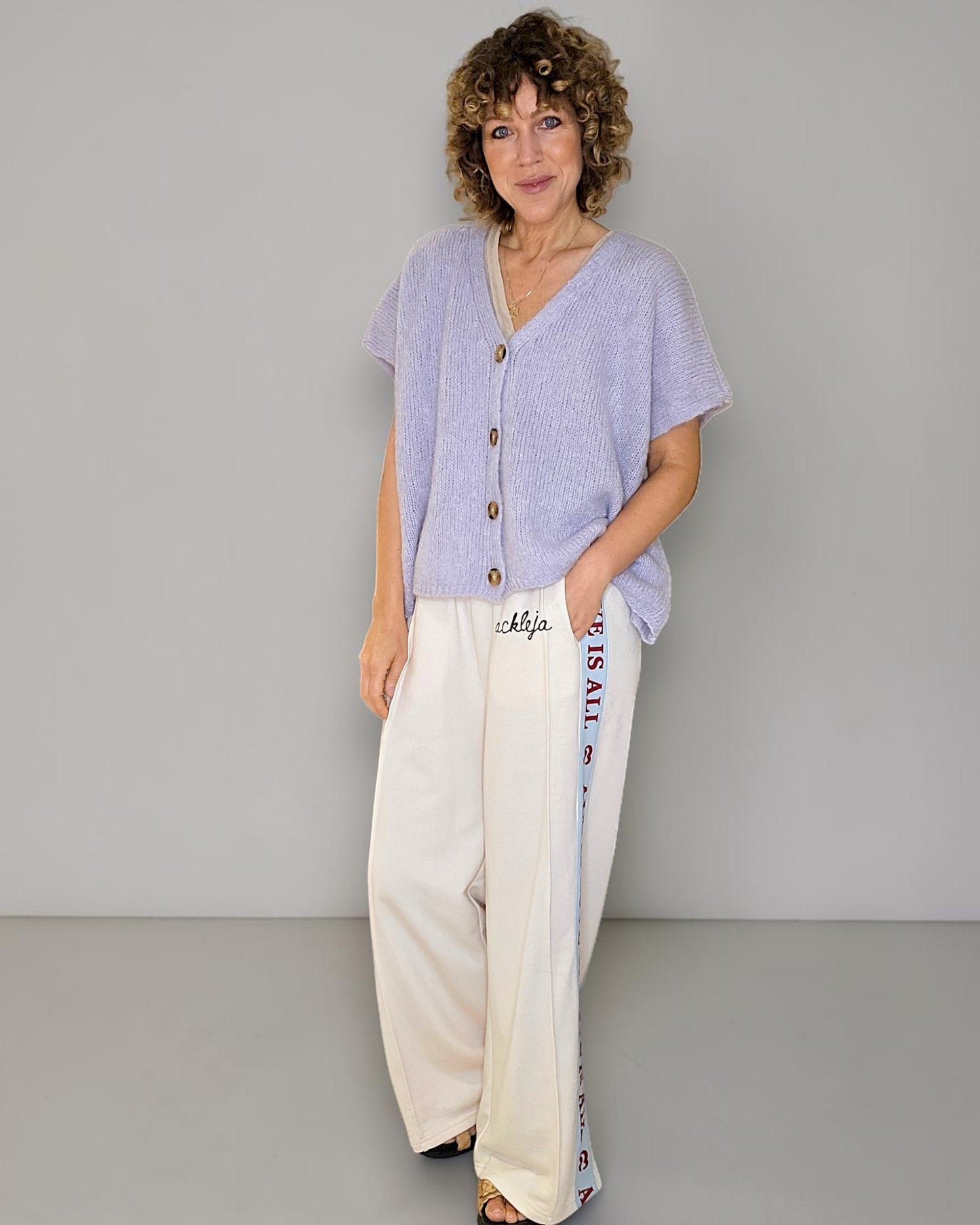 Lavender Mohair Blend V-Neck Vest
